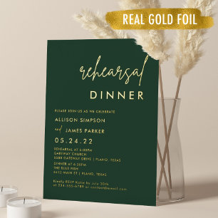 Gold Foil Emerald Green Rehearsal Dinner