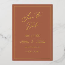 Gold Foil Enregistrer la date Modern Invitation Ca