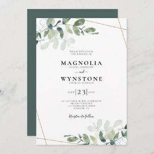 Gold Foil Eucalyptus Botanical Wedding Invitation