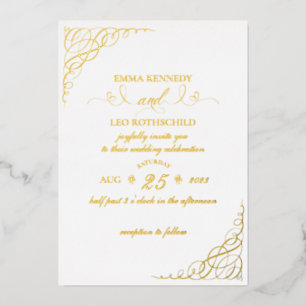 Gold Foil Fancy Calligraphy Wedding Invitation