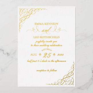 Gold Foil Fancy Faire-part de mariage de calligrap