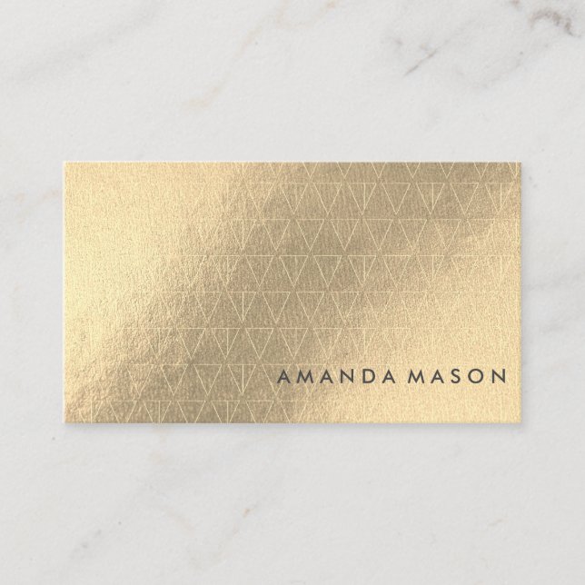 Gold Foil | Fashionable Lux Triangle Pattern Business Card (Front)