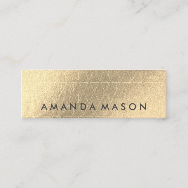 Gold Foil | Fashionable Lux Triangle Pattern Mini Business Card (Front)