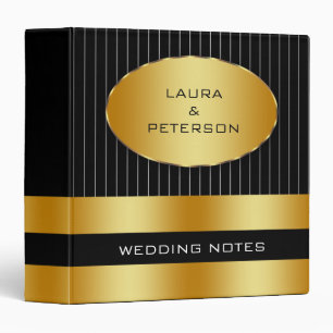 Gold Foil Faux Glitter Black Wedding Binder