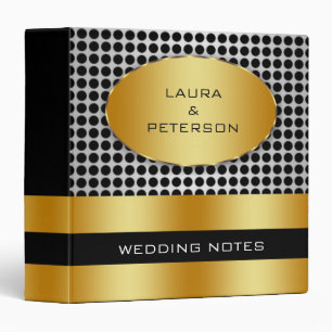 Gold Foil Faux Glitter Black Wedding Binder