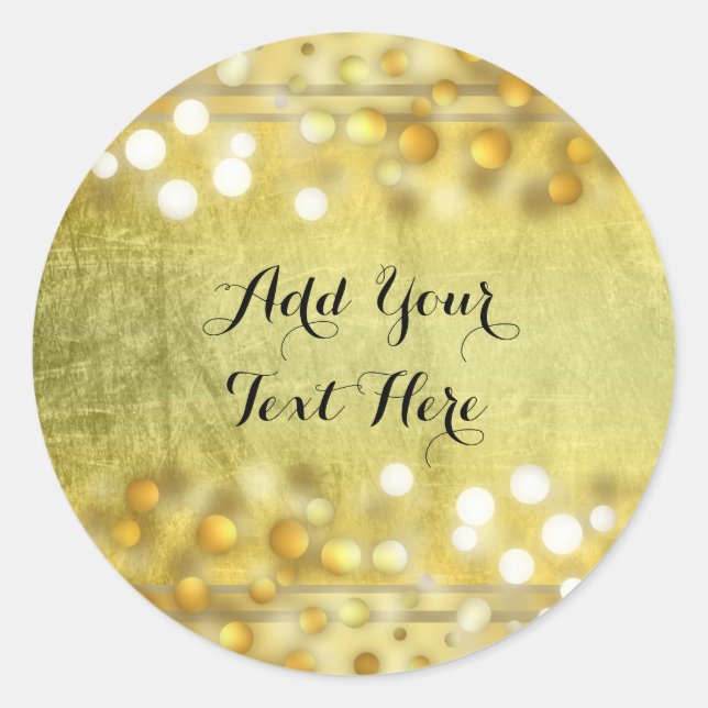 Gold Foil Faux Glitter Customize Classic Confetti Round Sticker (Front)