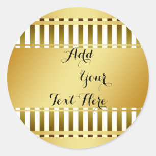 Gold Foil Faux Glitter Customize Classic Golden Round Sticker