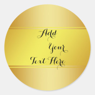 Gold Foil Faux Glitter Customize Classic Golden Round Sticker