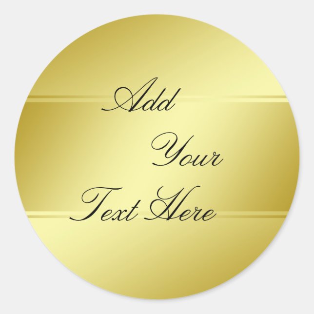 Gold Foil Faux Glitter Customize Classic Round Sticker (Front)