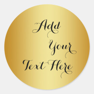 Gold Foil Faux Glitter Customize Classic Round Sticker
