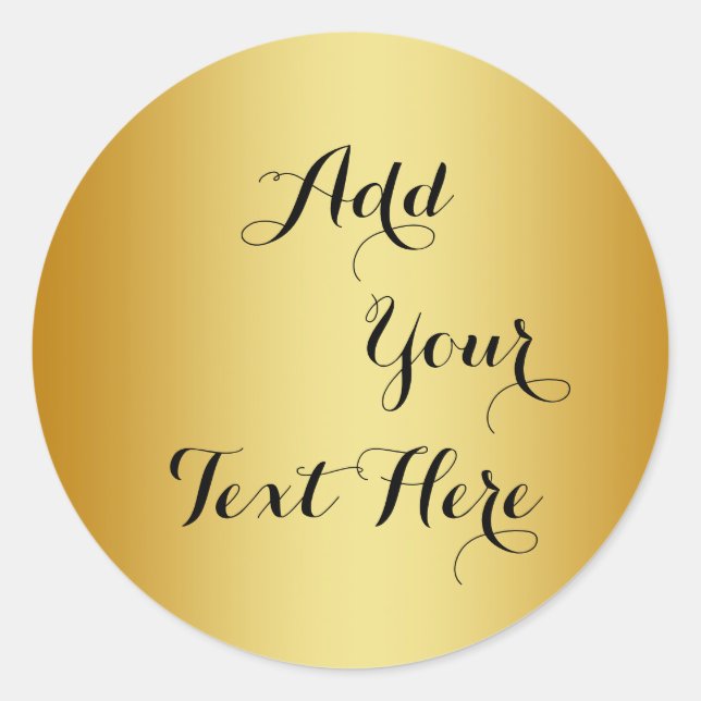 Gold Foil Faux Glitter Customize Classic Round Sticker (Front)