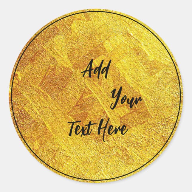 Gold Foil Faux Glitter Customize Classic Round Sticker (Front)