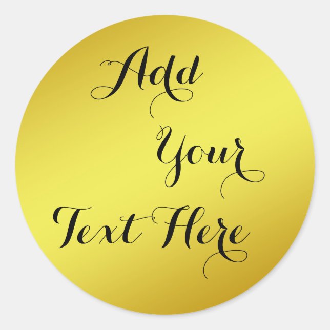 Gold Foil Faux Glitter Customize Classic Round Sticker (Front)