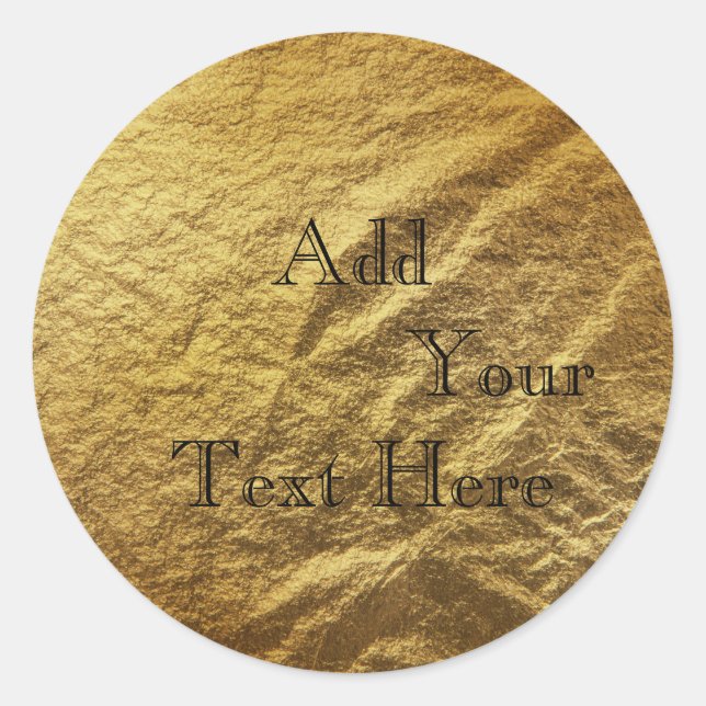 Gold Foil Faux Glitter Customize Classic Round Sticker (Front)