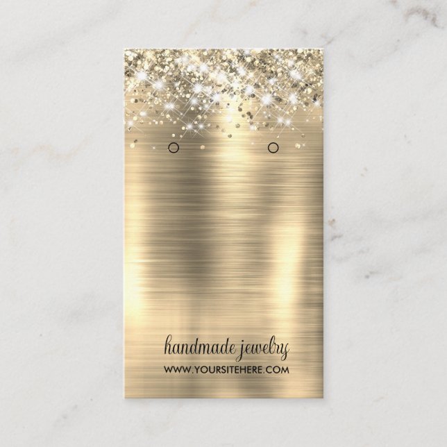 Gold Foil Faux Glitter Signature Earring Display  Business Card (Front)