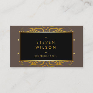 Gold Foil Faux Web Damask Professional Elegant Business Card