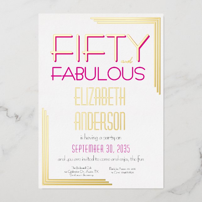 Gold Foil Fifty and Fabulous 50th Birthday Party (Front)