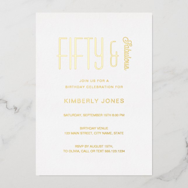 Gold Foil Fifty and Fabulous 50th Birthday Party (Front)