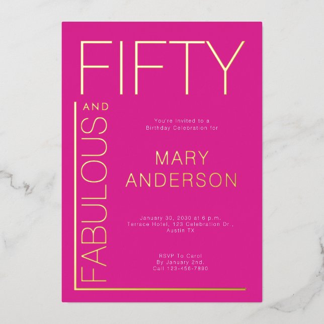 Gold Foil Fifty and Fabulous 50th Birthday Party (Front)