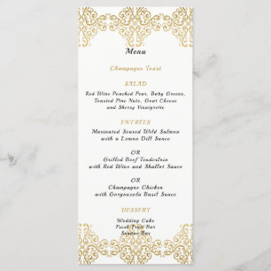 Gold Foil Filigree, Wedding Menu