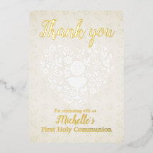 Gold Foil First Holy Communion Thank You Card