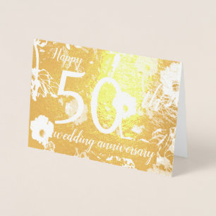 Gold Foil Floral 50th Wedding Anniversary Card