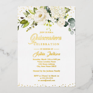 GOLD FOIL Floral Gold Quinceanera