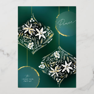 Gold Foil Floral Ornament Non-Photo Holiday Card