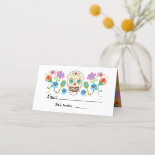 Gold Foil Floral Sugar Skull table cards