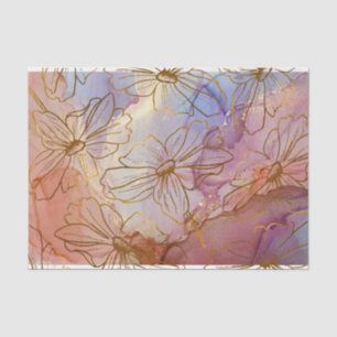 Gold Foil Florals on Colourful Abstract Tissue Paper