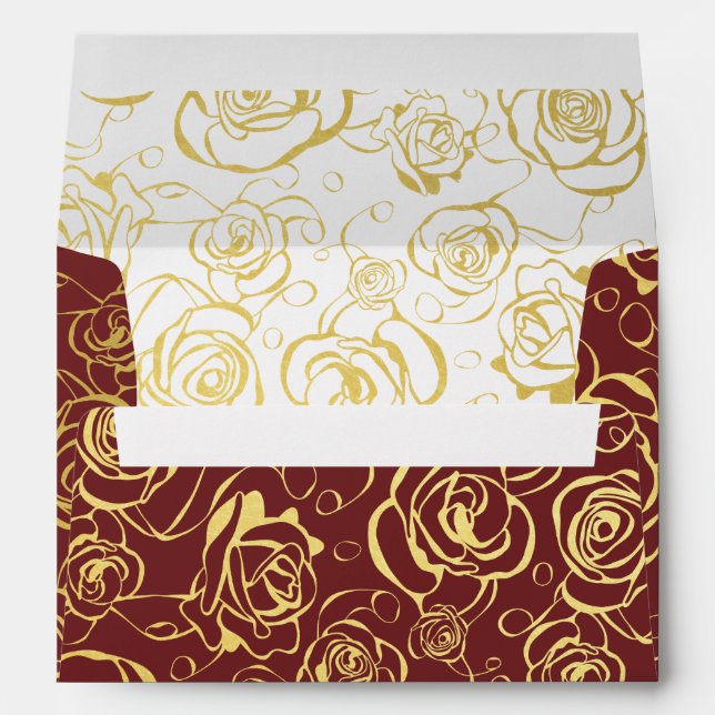 Gold Foil Flowers and Burgundy Envelopes (Back (Bottom))