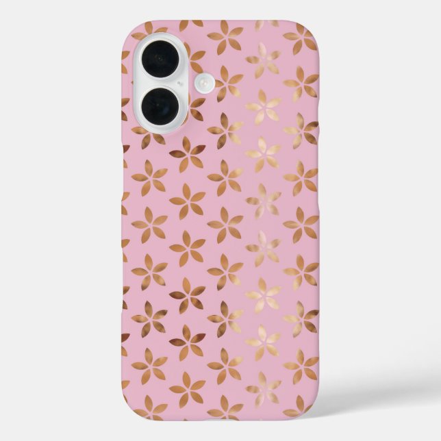 Gold Foil Flowers On Pink Case-Mate iPhone Case (Back)