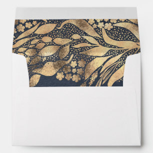 Gold Foil Foliage Elegant Romantic Envelope