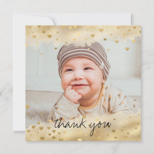 Gold Foil Frame Baby Photo Carré Carte de remercie