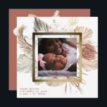 Gold Foil Frame Boho Pampas Boho Photo Birth Announcement<br><div class="desc">Gold Foil Frame Boho Pampas Boho Photo Birth Announcement... </div>