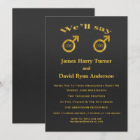 Gold Foil Gays Engagement Party Invitation