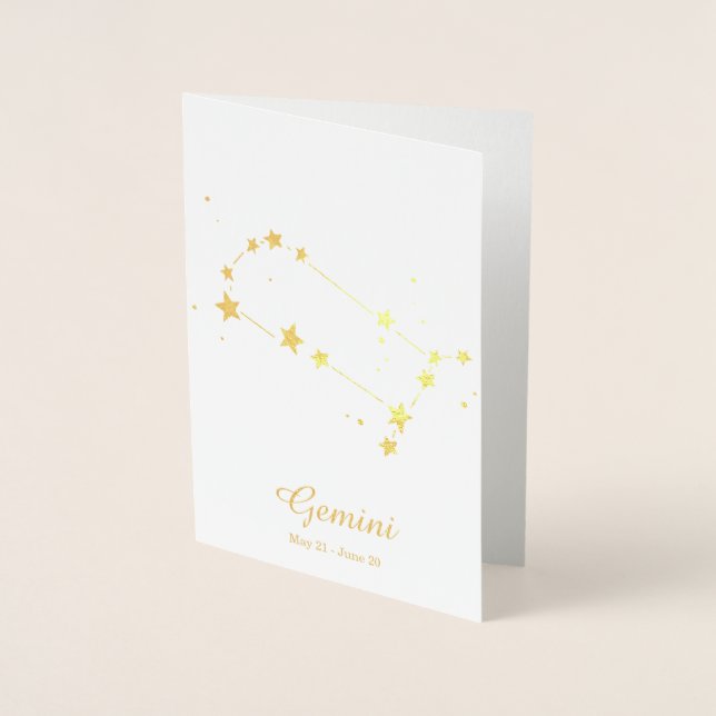 Gold Foil GEMINI Zodiac Sign Constellation Card (Front)