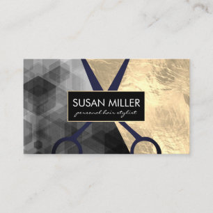 Gold Foil Geometric Colour Block Shears Business Card