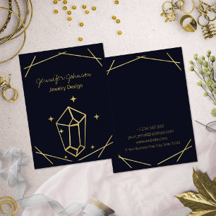 Gold Foil Geometric Earring Holder Black Business Card