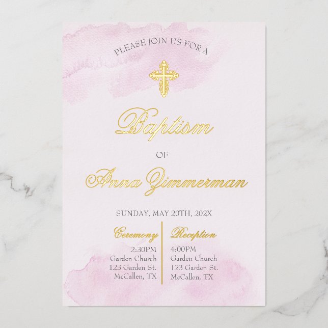 Gold foil girl baptism  (Front)