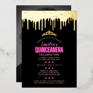 Gold Foil Girly Pink PHOTO Birthday Quinceanera 