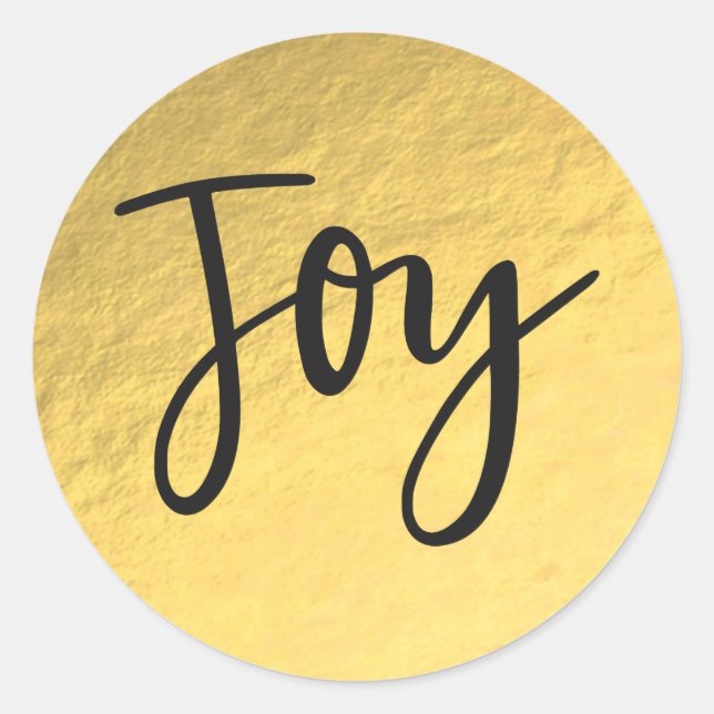 Gold Foil Glam Holiday JOY Modern Christmas Classic Round Sticker (Front)