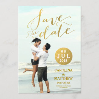 Gold Foil Glamour | Photo Save the Date Card