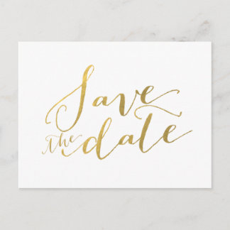 Gold Foil Glamour | Save the Date Postcard