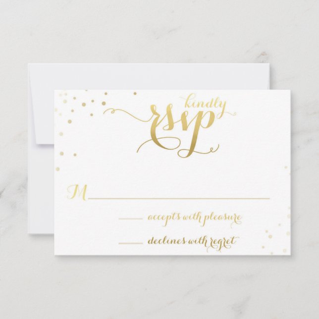 Gold Foil Glamour Wedding Invitation RSVP Card (Front)