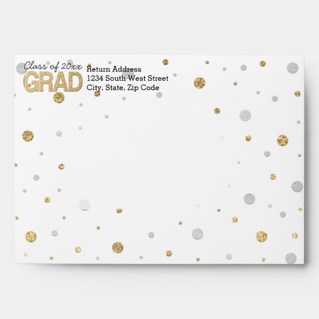 Gold Foil Glitter Confetti Graduation Party Custom Envelopes (Front)