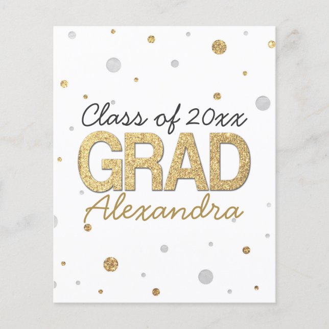 Gold Foil Glitter Confetti Graduation Party Custom Flyer (Front)