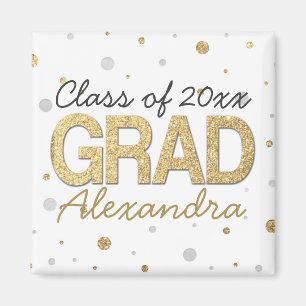 Gold Foil Glitter Confetti Graduation Party Custom Magnet