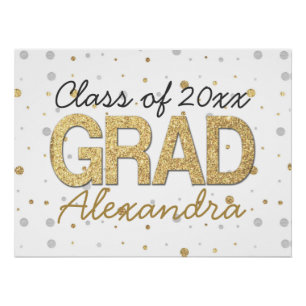 Gold Foil Glitter Confetti Graduation Party Custom Poster