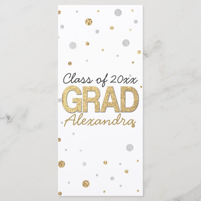 Gold Foil Glitter Confetti Graduation Party Custom Program (Front)